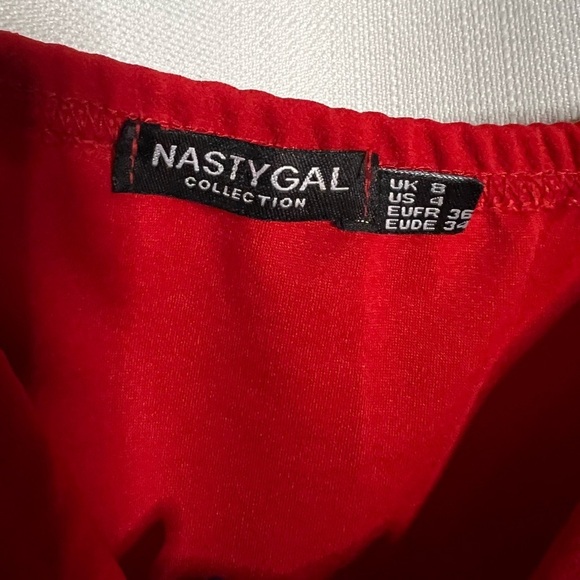 NastyGal Red Flared Long Sleeve Mini Dress 4 - Picture 4 of 7